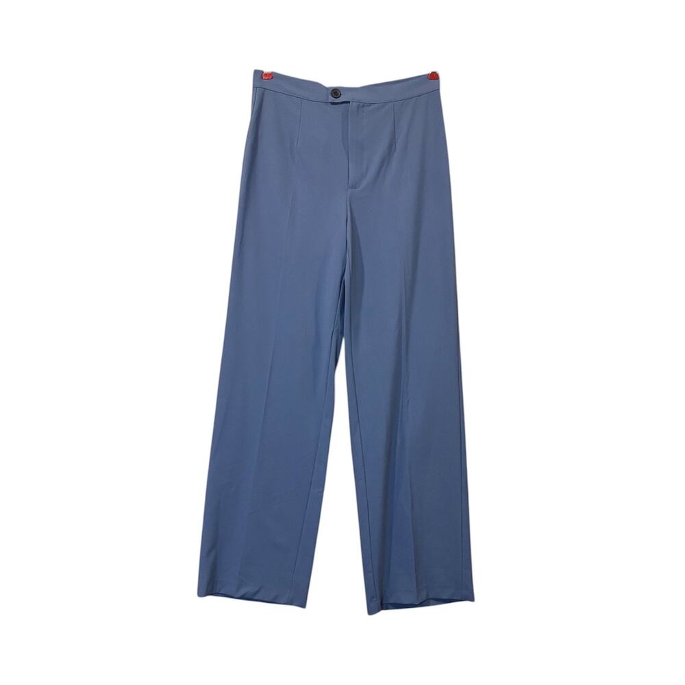 Pull & Bear Wide Leg Pants Blue High Rise Tall US Sz 8 Trouser Coastal NWT *READ